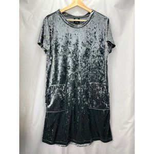 Bobeau Short Sleeve Silver Velvety Dress, Size Large